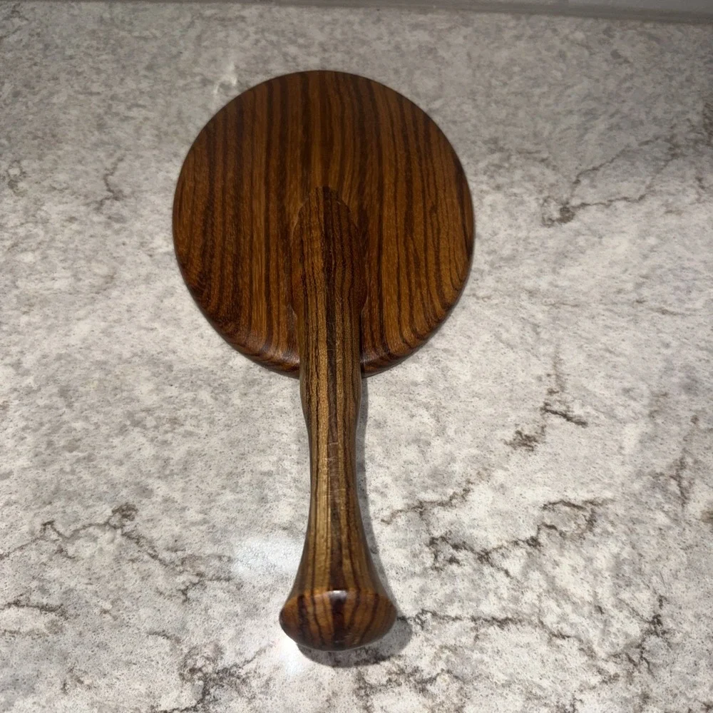 Vintage Angled Wood Handle Framed Vanity Mirror Rustic Farmhouse Country Unique